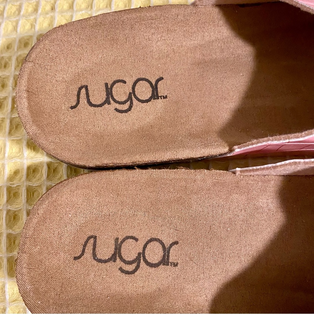 Sugar Pink Croc Zesty Cork Sole Buckle Slides Size 7 - Picture 6 of 10